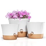 Diivoo 30/27/25 cm Blumentopf Weiß Set, 3er-Pack Blumentopf selbstbewässernd Pflanzgefäße mit...