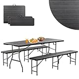 DIVID® Bierzeltgarnitur 3-teilges Set|Tisch + 2 Bänke|Für drinnen und draußen|klappbar mit...