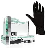 SF Nitrilhandschuhe XL Schwarz – 100 Stück Einweghandschuhe, Einmalhandschuhe, Puderfrei,...