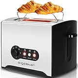 Aigostar Edelstahl Toaster 2 Scheiben,900W, 2er Toaster-Doppelschlitz für 2 Scheiben, Auftau &...