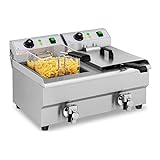 Royal Catering Fritteuse Edelstahl Doppel-Fritteuse RCEF 10DB (2 x 3.000 W, Kapazität: 2 x 10 l,...