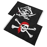 HYTROVE 2 Stück Halloween Dekorationsflaggen Piratenschädel Kreative Festivalflagge für Schwarz