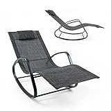 Sonnenliege mit Kopfstütze ergonomisch schaukelbar Teslin, Relaxliege, Gartenliege Schwungliege...