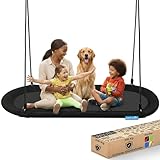SereneLife Netschaukel Outdoor, Oval Hängeschaukel 170cm, 320kg Belastbar, Verstellbarem Seil...