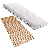Matratzenset OrthoMatra KSP-500, 120x200 cm, Härtegrad H2 + Premium Rollrost mit 23 Leisten