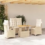 qohoio 4-TLG. Garten-Essgruppe mit Kissen GartenmöBel Set Garden Furniture Gartenset Tisch Und...