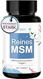 MSM Vegan 2000mg + 365 laborgeprüfte Tabletten [HOCHDOSIERT] Kompakteres MSM Pulver als bei Kapseln...