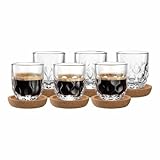 LEONARDO HOME GOCCE Espresso-Set 12-teilig, 60 ml, 6 Korkuntersetzer & 6 Espressogläser für...