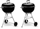 Weber Bar-B-Kettle Holzkohlegrill, Ø 47cm Grillfläche,BBQ Grill mit porzellanemaillierten Deckel &...
