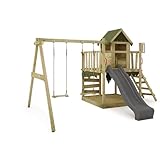 FATMOOSE Spielturm Klettergerüst JazzyJungle Jam XXL mit Schaukel & Rutsche, Outdoor Kinder...