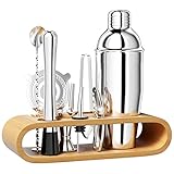 Newpop 750 ML cocktail set, 10 stück edelstahl shaker mixer mit Holzständer, professionelle...