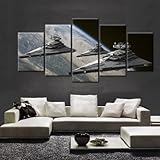 ANIMNARUT Hd 5 Stück Leinwand Kunst Gedruckt Star Wars Space 5-Teiliges Bild Raumschiff Druck Auf...