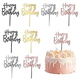 MXTIMWAN 8 Stück Happy Birthday Tortendeko, Cake Topper Geburtstag, Wiederverwendbarcake Acryl...