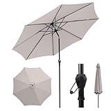 Sekey Sonnenschirm 300cm mit UV50+ Schutz, Wasserabweisend Gartenschirm mit Kurbelbedienung –...