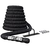 GORILLA SPORTS® Battle Rope - 9m/12m/15m Länge, Ø 38mm/50mm, inkl. Wandhalterung, Nylon, Schwarz...