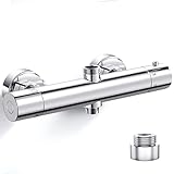 ROWINNAO Duscharmatur Mit Thermostat Runden Duschthermostat Messing Mischbatterie für Dusche mit 2...