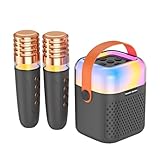 UPALDHOU Karaoke -Maschine mit 2 Drahtlosen Mikrofonen, Mikrofon und Lautsprecher KTV Set mit RGB...