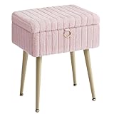 SONGMICS Schminktisch-Stuhl, Hocker mit Stauraum, Schminkhocker, Fußhocker, Metallbeine,...