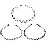 Qufiiry 3 Stück Metall Haarband, Haarreifen Männer Damen, Welle Metall Stirnband, Rutschfestes...