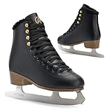 ATTABO Eiskunstlauf Schlittschuhe Damen ISLA Schwarz Größe 40EU Edelstahlkufe Ideal für Anfänger...