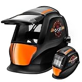 CCLIFE Hochklappbarer Wahre Farbe Automatik Schweißhelm 92 × 42 mm Solarbetriebene Einstellbar...