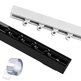 Vorhangschiene, Deckenmontage, Aluminium, verstellbar, 1 m bis 4 m, ohne Bohren, schwarz,...