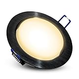 SSC-LUXon RX-3 LED Einbauleuchte schwarz rund flach - inkl. GX53 LED Lampe dimmbar 7W warmweiß -...