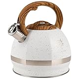 KARL HAUSMANN Wasserkessel Induktion - 3L - Weisser Marmor Teekessel mit Automatischer Pfiff -...