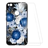 ESCAMOT Bedruckte Hülle + 2 Glas Schutzfolie Kompatibel mit Huawei P8 lite 2017, Stoßfeste Weiche...