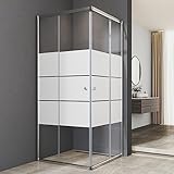 Duschkabine 90x90cm Eckeinstieg mit Schiebetüren Duschkabine Milchglas Duschabtrennung 6mm ESG...