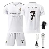 Fußball Trikot Set für Kinder, Nr.7 Fussball Jersey Trainingsanzug Jungen Herren Weiß, mit...