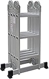 TREPPE Gelenkleiter, faltbar, multifunktional, Aluminium, 4 x 3 Stufen, 3,58 m