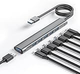 USB C Hub,8 in1 Mini Multiport Adapter mit 2M langem Kabel,USB-C Expander für Laptop,schlanker...