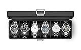 Vlando Uhrenbox Herren, 6 Uhren Uhrenkasten Leder, abschließbarer Uhrenkoffer mit Glasdeckel, Watch...