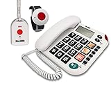 MAXCOM KXT481SOS(G-TELWARE®) Senioren-Notruf-Telefon mit Funk-SOS-Sender, schnurgebundenes...