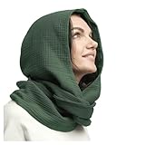 Generisch Herren Damen Kapuzenschal Winterschal Crinkle Weicher Schal (Green, One Size)