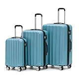 BEIBYE TSA-Schloß 2080 Zwillingsrollen neu Reisekoffer Koffer Trolley Hartschale Set (Ice Blue,...