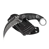 Knivedc Karambit Messer Feststehende Klinge mit Kydexscheide, 440C Stahl Full Tang, EDC Messer...