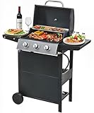 YIORTWO Propangasgrill mit 3 Brennern, Edelstahl BBQ Grill 28650 BTU für Outdoor Kochen Küche,...