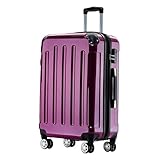 BEIBYE Hartschalen Koffer Trolley Rollkoffer Reisekoffer 4 Zwillingsrollen Polycabonat (Lila, 76cm...