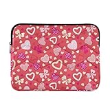 Laptop-Hülle, 33 - 35,6 cm, strapazierfähig, Valentinstag, niedliche Herzen, Pfeil, Rosa,...