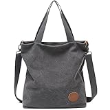 JANSBEN Damen Canvas Handtasche Schultertasche Casual Multifunktionale Umhängetaschen Groß für...