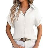 Bluse Damen Kurzarm Damenblusen Elegant Sommer Hemd Oberteil V Ausschnitt Damenbluse Casual Damen...