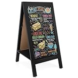 JEFURE Kreidetafel Aufsteller, 100x50cm Kundenstopper Beidseitig Holzaufsteller, Klappbarer...