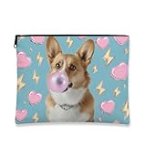 Corgi Make-up-Tasche, niedlicher Hund, Kaugummi-Druck, Kosmetiktasche für Frauen, tragbare kleine...