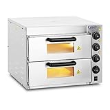 Royal Catering RCPO-3000-2PS-1 Pizzaofen elektrisch 2 Kammern Pizzabackofen Pizza Ofen Schamotte...