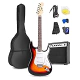 Max GigKit E Gitarre Set, E Guitar, Elektrogitarre mit Verstärker 40 Watt, Gitarrentasche,...