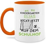 Tasse Tassen 325ml Namen - Einschulung Schulanfang Tasse - Bye Bye Kindergarten - kickt jetzt auf...