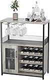 Garvee Weinschrank Weinregal Industrial Barschrank mit Verstellbarem Weinregal und Glashalter...
