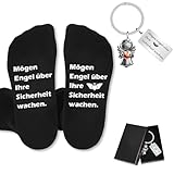 SKIPTHYBER Lustige Schutzengel Socken, Schutzengel Schlüsselanhänger mit Engel, Fahr vorsichtig...
